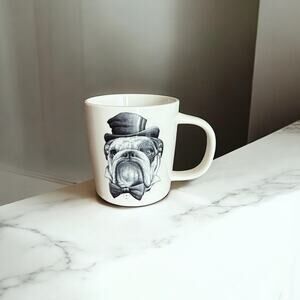 NWT Williams Sonoma Rory Dobner Bentley Bulldog Dog Majestic Mug in Cream Black